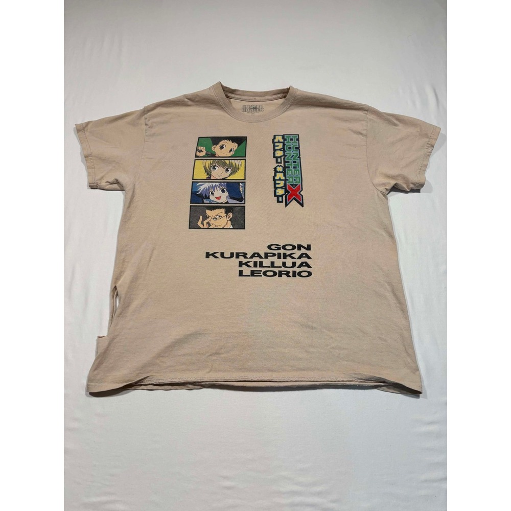 Hunter x Hunter Anime Graphic T-Shirt Tan Distressed Mens XL Gon Killua Kurapika
